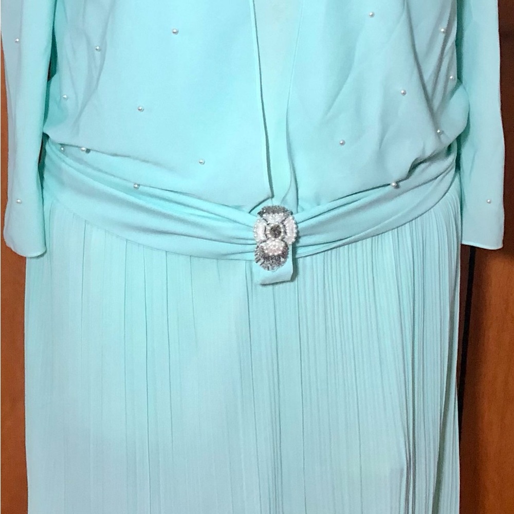 Sue Brett Light Blue Dress with Rhinestone Accent